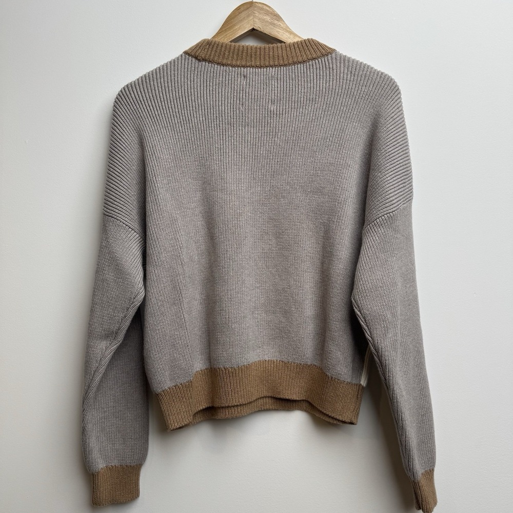 Abercrombie & Fitch Women's Knit Y2K Sweater Medium Colorblock Brown Pullover - Picture 6 of 11